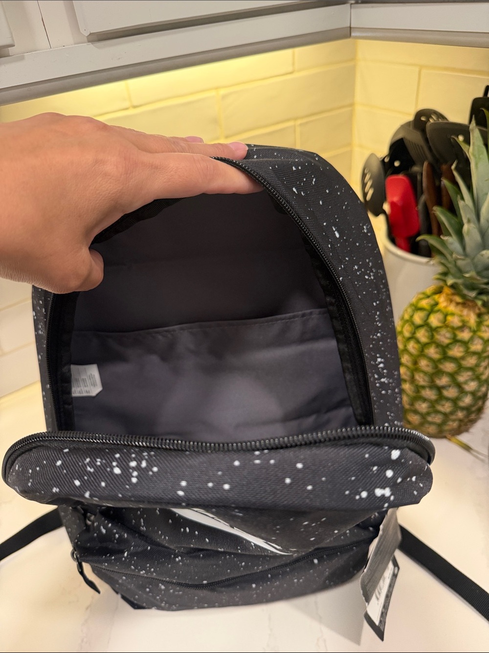 Nike Black Speckle Print Backpack with White Logo - Picture 4 of 5